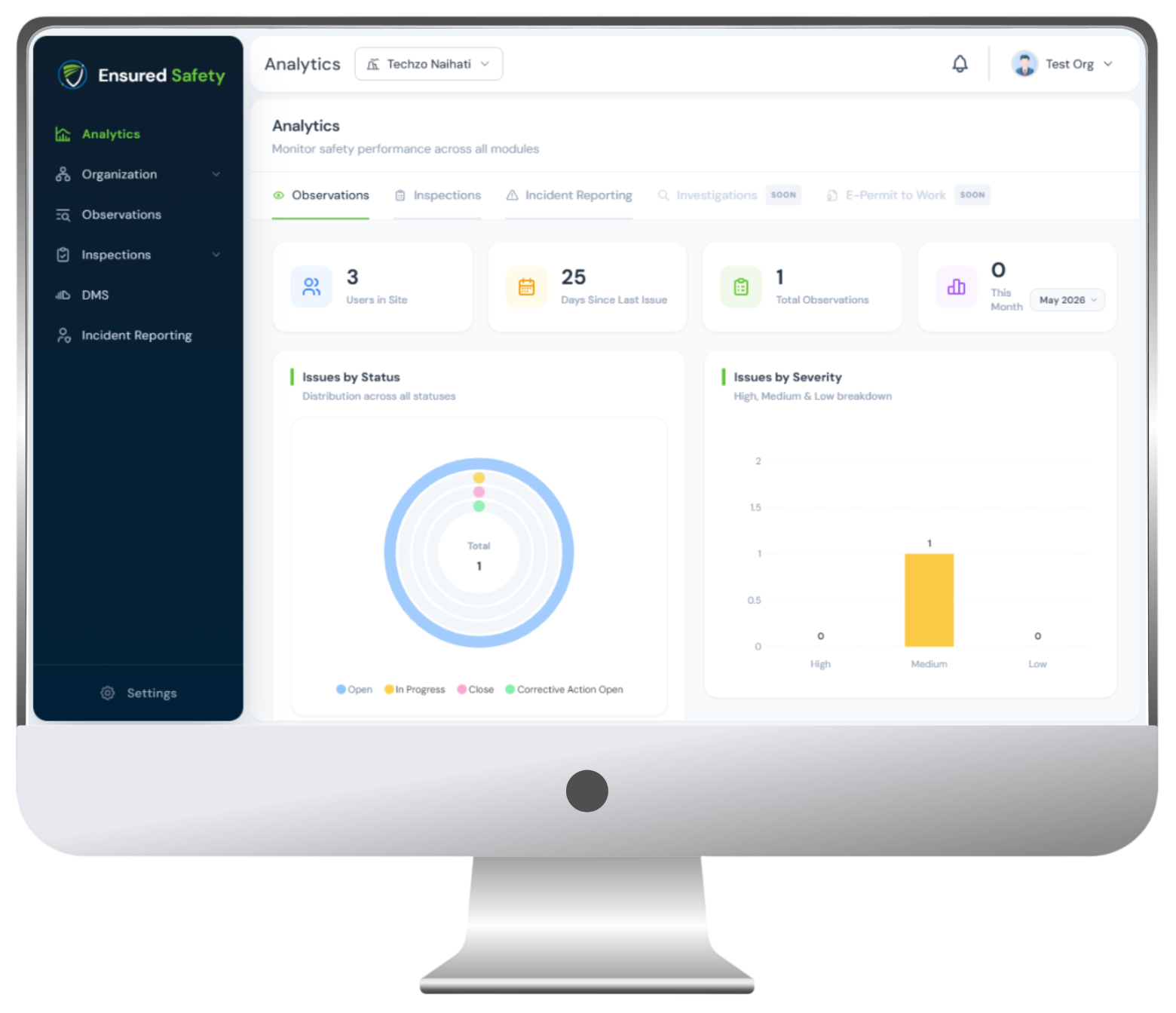 Ensured Safety Desktop Dashboard